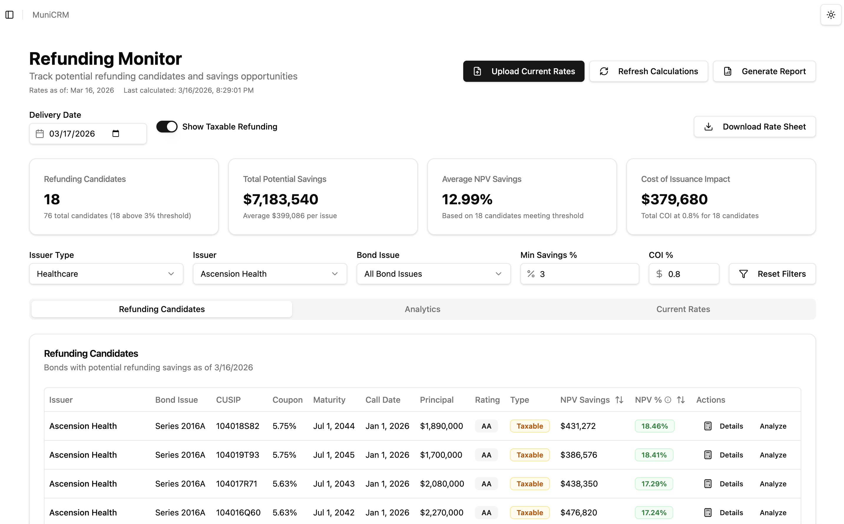 MuniCRM platform screenshot